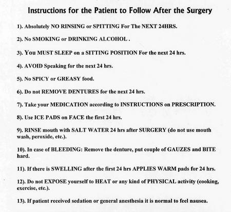 Oral surgery in Mexico instructions